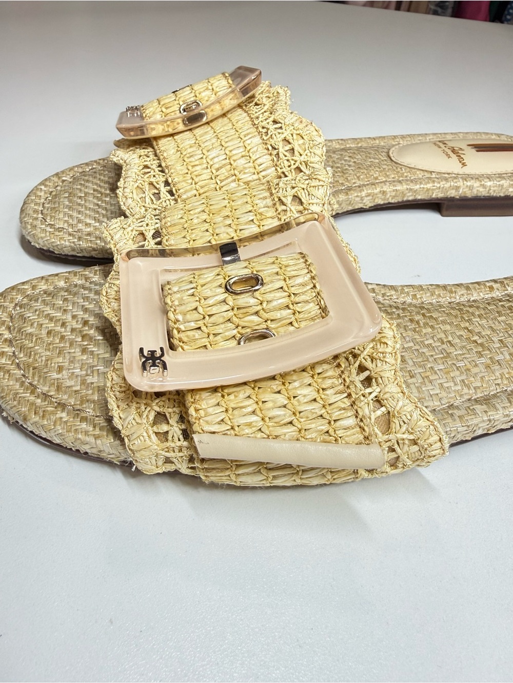 Sam Edelman Bambi Raffia Buckle Slide Sandal | Natural | Size 8 - Picture 4 of 8